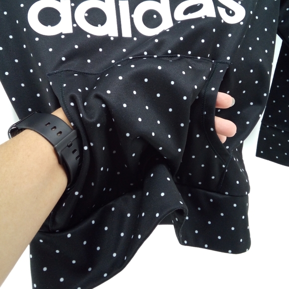 adidas Black White Polks Dot Hoodie Kangaroo Pocket 2020 Collection M 10/12 - Picture 6 of 11